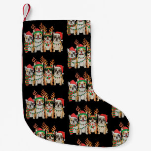 Weihnachtsfranzösische Bulldogge Hund Xmas Lichter Kleiner Weihnachtsstrumpf