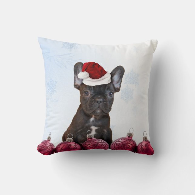 Weihnachtsfranzösische Bulldogge Kissen (Vorderseite)