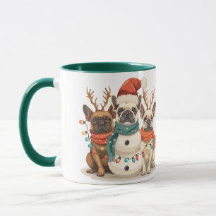 Weihnachtsfranzösische Bulldogge Rentiere Hunde Tasse