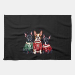 Weihnachtsfranzösische Bulldoggen Xmas Französisch Geschirrtuch