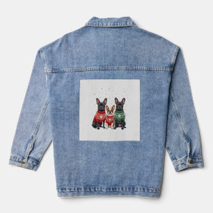 Weihnachtsfranzösische Bulldoggen Xmas Französisch Jeansjacke