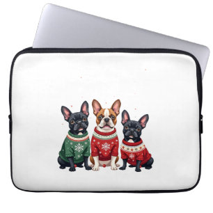 Weihnachtsfranzösische Bulldoggen Xmas Französisch Laptopschutzhülle