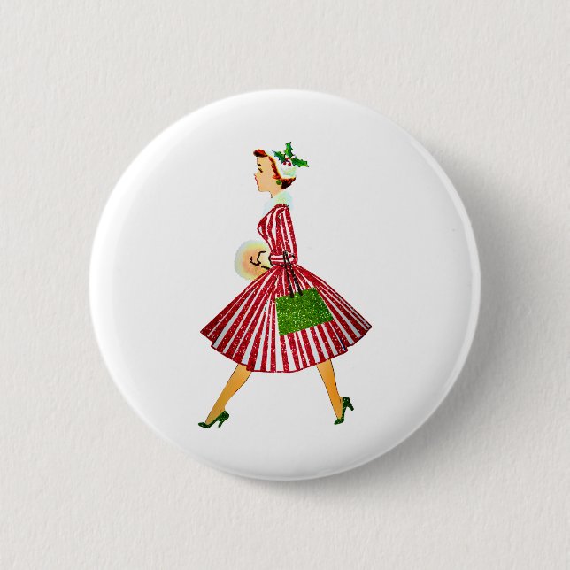 Weihnachtsfrau Button (Vorderseite)