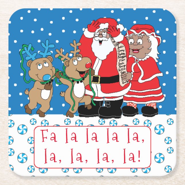 Weihnachtsfrau Claus of Color Rechteckiger Pappuntersetzer (Vorderseite)