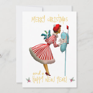 Weihnachtsfrau Frohe Weihnachtsgrüße Feiertagskarte