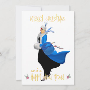 Weihnachtsfrau Frohe Weihnachtsgrüße Feiertagskarte
