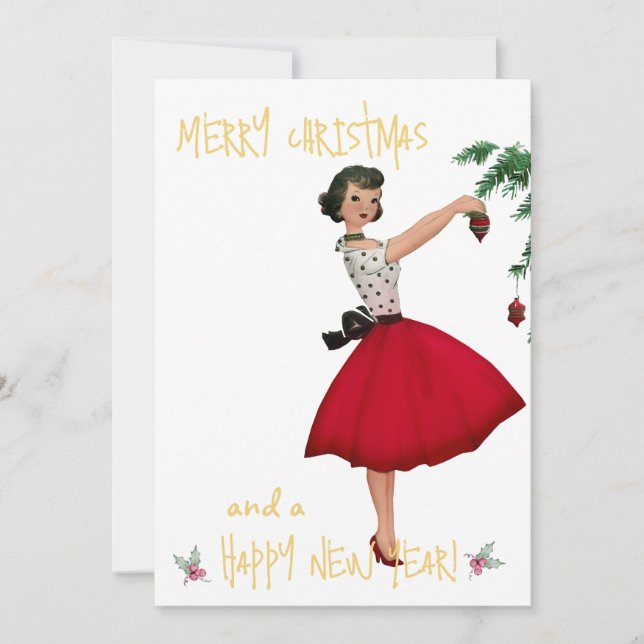 Weihnachtsfrau Frohe Weihnachtsgrüße Feiertagskarte (Vorderseite)