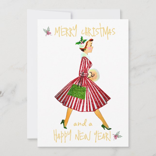 Weihnachtsfrau Frohe Weihnachtsgrüße Feiertagskarte (Vorderseite)