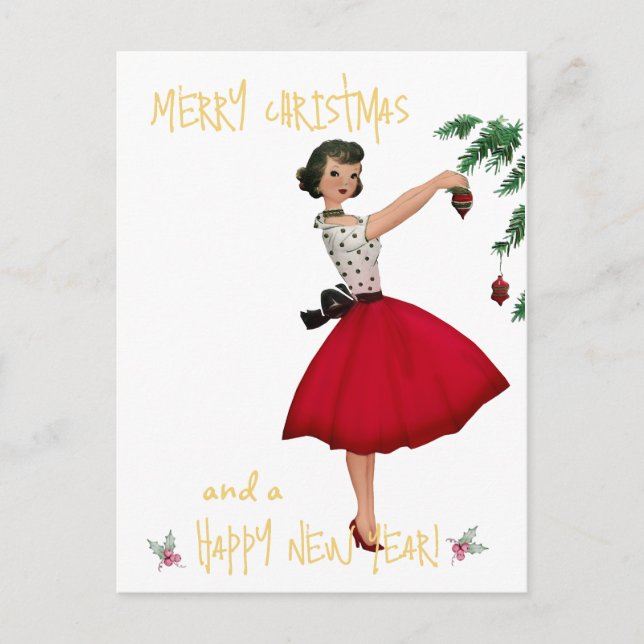 Weihnachtsfrau Frohe Weihnachtsgrüße Postkarte (Vorderseite)