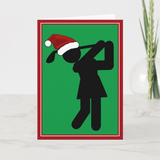 Weihnachtsfrau Golfer - Golf Symbol Feiertagskarte (Vorderseite)