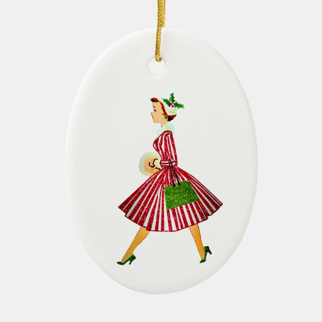 Weihnachtsfrau Keramik Ornament (Vorne)