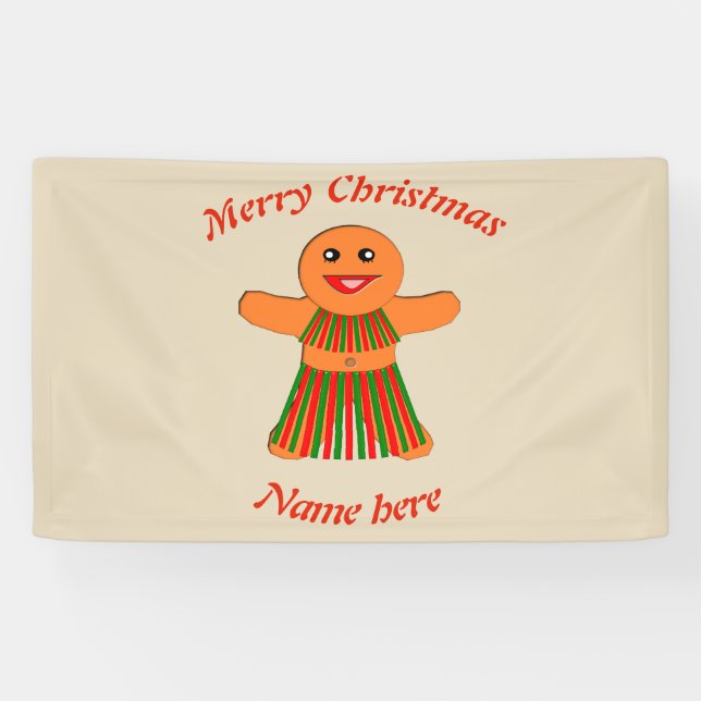 Weihnachtsfrau Party Gingerbread Banner (Horizontal)