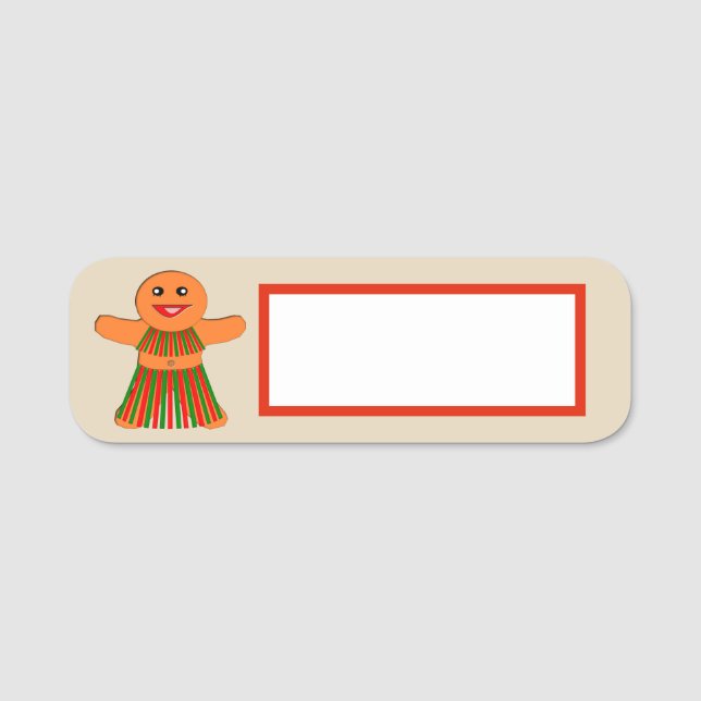 Weihnachtsfrau Party Gingerbread Namensschild (Vorderseite)