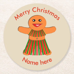 Weihnachtsfrau Party Gingerbread Runder Pappuntersetzer
