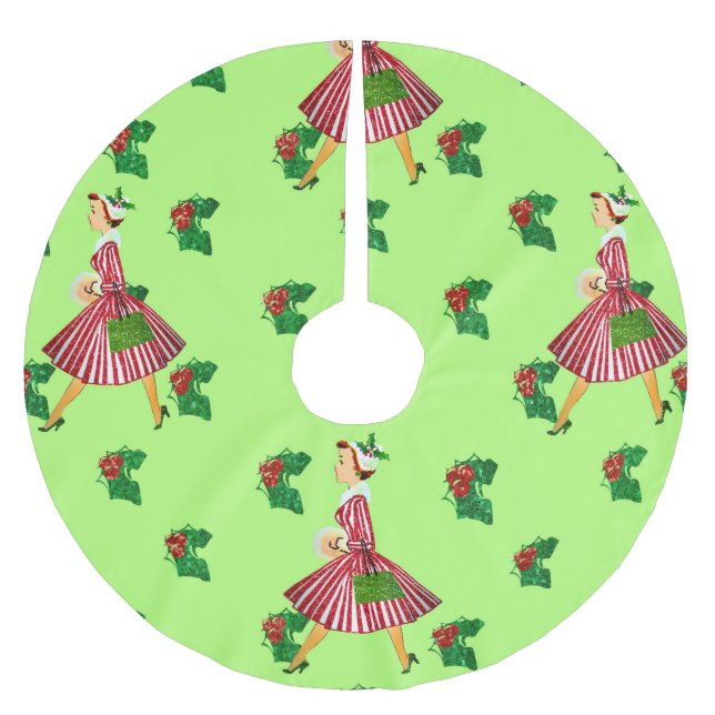 Weihnachtsfrau Polyester Weihnachtsbaumdecke (Vorderseite)