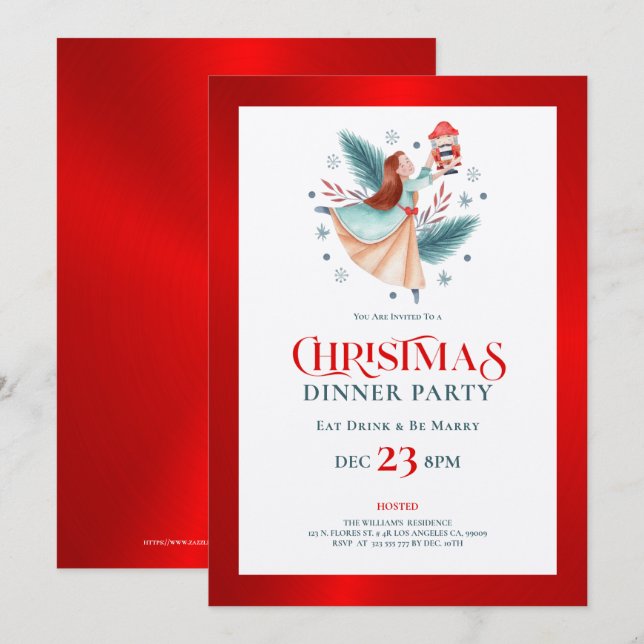 Weihnachtsfrauen Abendessen Party Einladung (Vorne/Hinten)