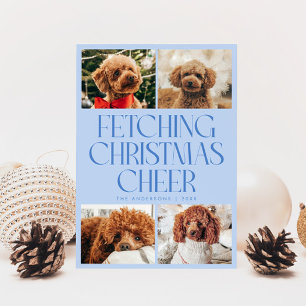 Weihnachtsfreude abholen Hund Foto Eisblau Feiertagskarte