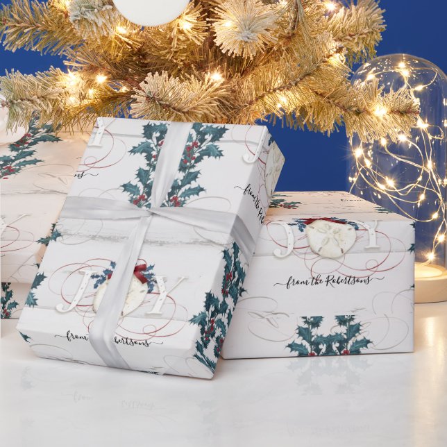 Weihnachtsfreude am Strand Holly Sand Dollar Drift Geschenkpapier (Feiertage)