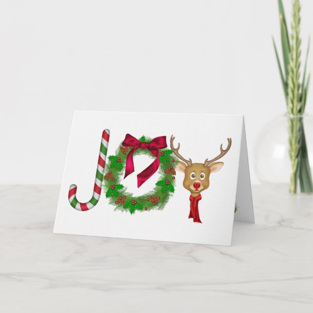 Weihnachtsfreude an weißer Textur Karte (Vorderseite)