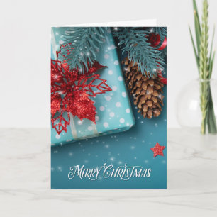 Weihnachtsfreude Blau-rote Weihnachtsdekoration Feiertagskarte