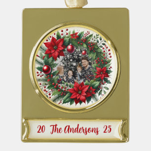 Weihnachtsfreude – Ein Familienweihnachtsandenken Banner-Ornament Gold