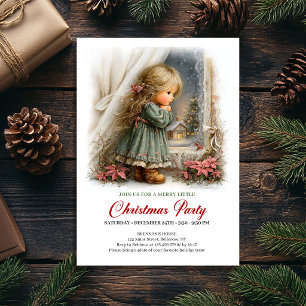 Weihnachtsfreude-Einladung Süßes Mädchen Weihnacht Einladung