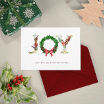 Weihnachtsfreude, elegant und traditionell feiertagskarte<br><div class="desc">Moderne traditionelle Weihnachtsferien Weihnachten Weihnachtskarte mit einer einfachen JOY-Blumenschrift,  die mit roten Heiligen Beeren,  Tannenzweigen und einem Korallenbogen verziert ist.             Persönlich mit dem Text in dunkelroter Bordeaux!</div>