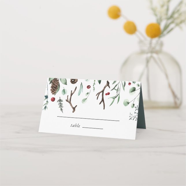 Weihnachtsfreude | Elegante Winterhochzeit mit Was Platzkarte (Vorderseite)
