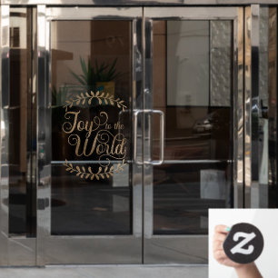 Weihnachtsfreude für die Welt Faux Gold Leaf Gesch Fensteraufkleber