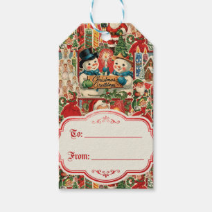 Weihnachtsfreude im Stil der Mitte des 20. Jahrhun Geschenkanhänger