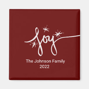 Weihnachtsfreude Lettering Handgezeichnete Rosa Sc Magnet