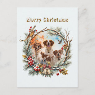 Weihnachtsfreude mit einem Brittany Spaniel Feiertagspostkarte