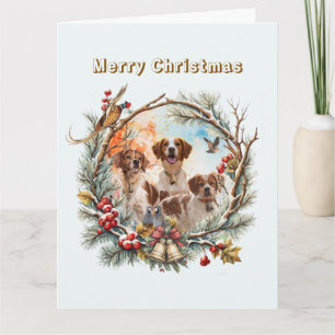 Weihnachtsfreude mit einem Brittany Spaniel Karte