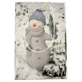 Weihnachtsfreude mit Smiling Snowman Mittlere Geschenktüte