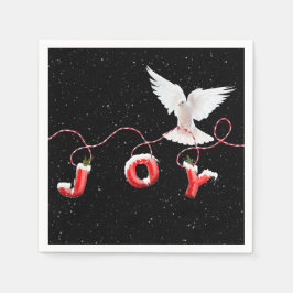 Weihnachtsfreude mit Taube und Schneeflocken Serviette