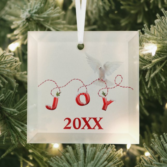 Weihnachtsfreude mit White Dove Ornament Aus Glas (Insitu)