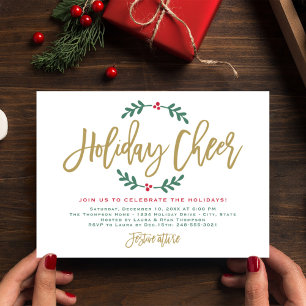 Weihnachtsfreude Modernes Gold Schrift Weihnachtsf Einladung