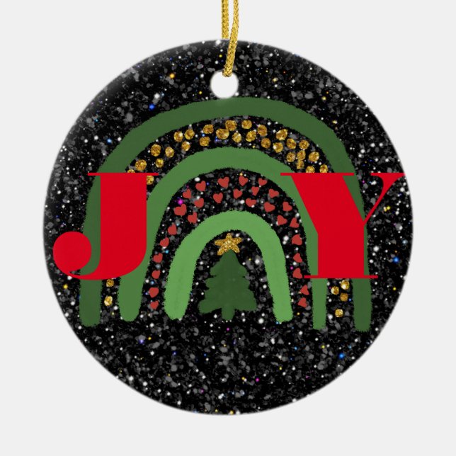 Weihnachtsfreude personalisieren minimalistisch el keramik ornament (Vorne)