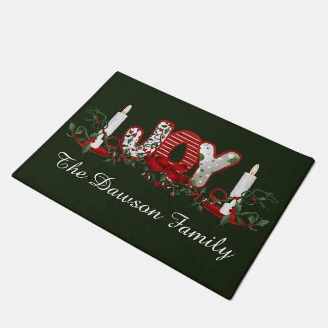 Weihnachtsfreude Personalisiert Fußmatte (Schrägansicht)