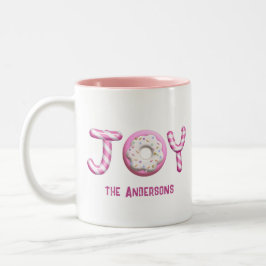 Weihnachtsfreude | Rosa Candy Cane Personalisiert Zweifarbige Tasse