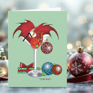 Weihnachtsfreude Roter Drachen-Cocktail Jubel Karte