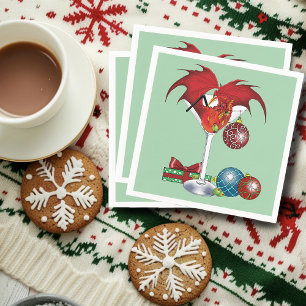 Weihnachtsfreude Roter Drachen-Cocktail Jubel Serviette