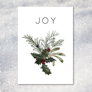 Weihnachtsfreude Rustikaler Minimal Holly Grüne Feiertagskarte