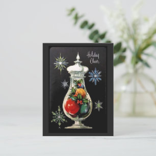 Weihnachtsfreude Vintage schwarzes Bonbonglas Postkarte