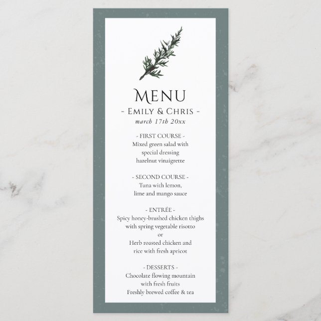Weihnachtsfreude | Watercolor Winter Wedding Menu Menükarte (Vorderseite)