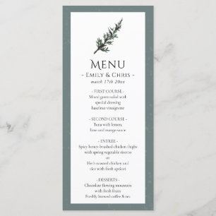 Weihnachtsfreude   Watercolor Winter Wedding Menu Menükarte