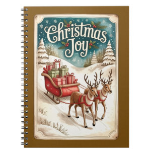 Weihnachtsfreude Winter-Schlitten Notizbuch Notizblock