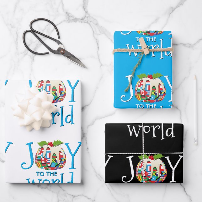 Weihnachtsfreuden für die Welt Geschenkpapier Set (Vorderseite)
