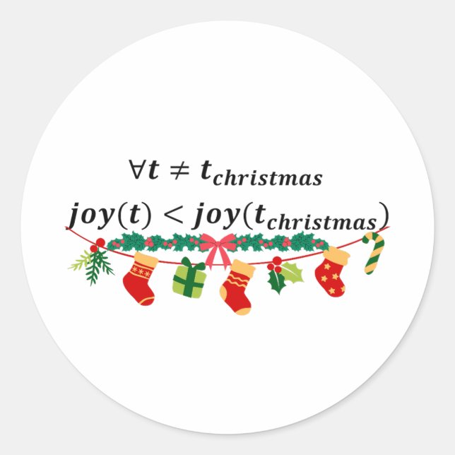 Weihnachtsfreuden sind immer größer, mathematische runder aufkleber (Vorderseite)