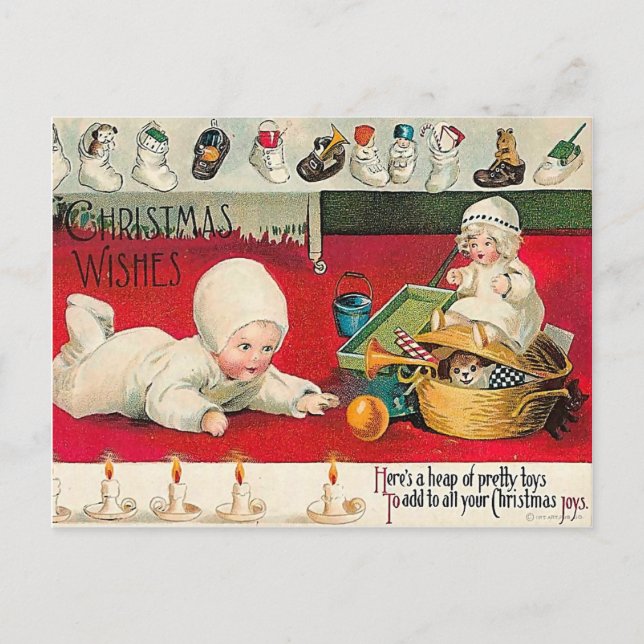 Weihnachtsfreuden - Vintage Weihnachtsfeiertage fü Feiertagspostkarte (Vorderseite)